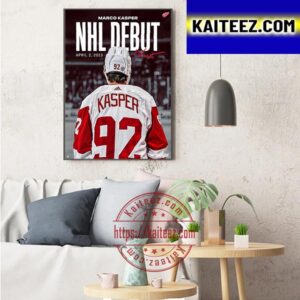 Detroit Red Wings Marco Kasper NHL Debut Art Decor Poster Canvas