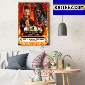 EDGE Vs The Demon Finn Balor Inside Hell In A Cell WWE WrestleMania Goes Hollywood Art Decor Poster Canvas