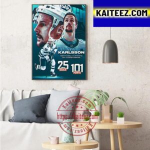 Erik Karlsson Most Goals And Points By A Defenceman In The 2022-23 NHL Regular Season Art Decor Poster Canvas