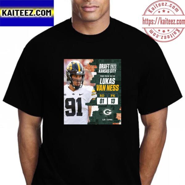 Green Bay Packers Select Iowa LB Lukas Van Ness In The 2023 NFL Draft Vintage T-Shirt