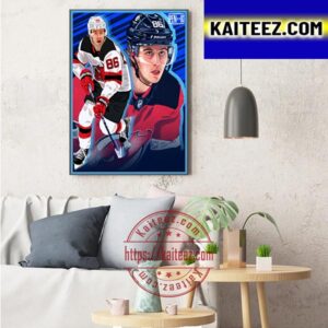 Jack Hughes Sets New Devils Record with 97 Points in Single Season Art Decor Poster Canvas