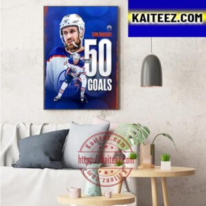 Leon Draisaitl 50 Goals In NHL With Edmonton Oilers Art Decor Poster Canvas