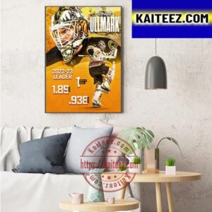 Linus Ullmark Is The 2022-23 Leader In NHL Art Decor Poster Canvas