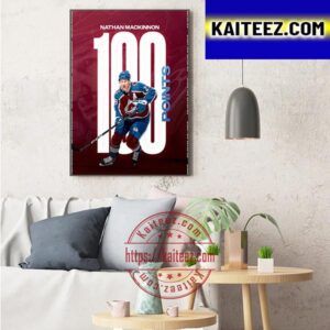 Nathan MacKinnon 100 Points This NHL Season With Colorado Avalanche Art Decor Poster Canvas