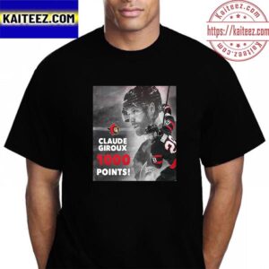 Ottawa Senators Claude Giroux 1000 Career Points Vintage T-Shirt