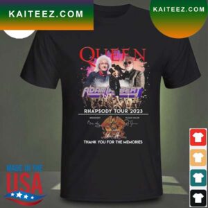 Queen Adam Lambert Rhapsody tour 2023 thank you for the memories signatures T-shirt