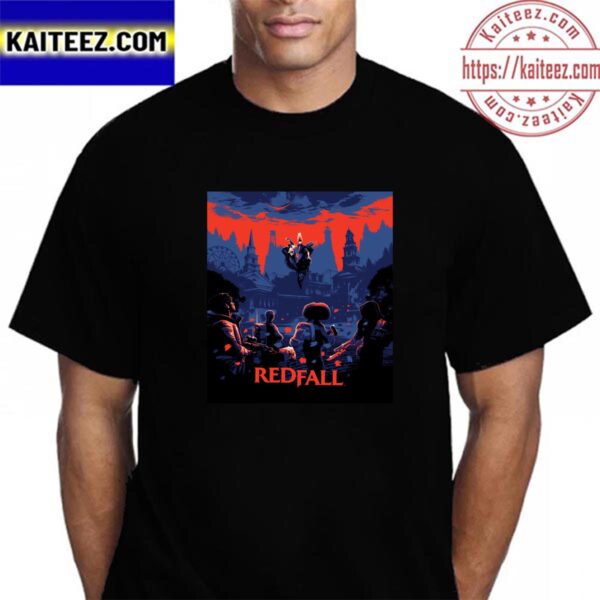 Redfall Official Poster Crimson Sky Time To Ride Or Die Vintage T-Shirt