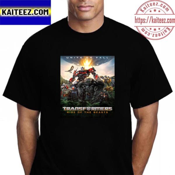 Transformers Rise Of The Beasts Unite Or Fall Official Poster Vintage T-Shirt