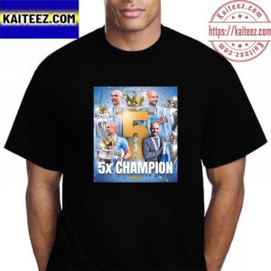 5x Premier League Champions For Pep Guardiola And Manchester City Vintage T-Shirt