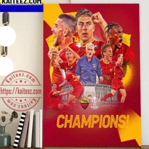 AS Roma Are Champions 2023 UEFA Europa League Art Decor Poster Canvas