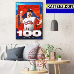 Atlanta Braves Spencer Strider 100 Strikeouts In MLB Art Decor Poster Canvas