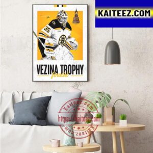 Boston Bruins Linus Ullmark Wins 2023 Vezina Trophy Art Decor Poster Canvas