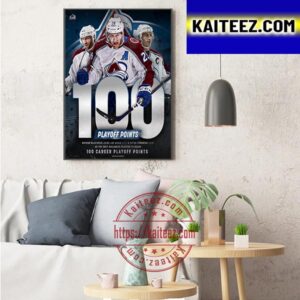 Colorado Avalanche Nathan MacKinnon 100 Playoff Points In NHL Art Decor Poster Canvas