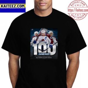 Colorado Avalanche Nathan MacKinnon 100 Playoff Points In NHL Vintage T-Shirt