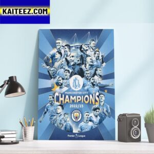 Congratulations Manchester City 2022-23 Premier League Champions Art Decor Poster Canvas