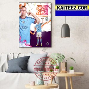 Erling Haaland Is 2023 Young Player Of The Season In Premier League Art Decor Poster Canvas