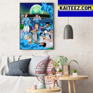 Manchester City Win The Premier League 2022-2023 Art Decor Poster Canvas