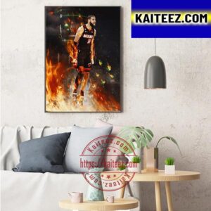 Miami Heat Caleb Martin Fire In The Game Against Boston Celtics Art Decor Poster Canvas