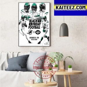 New York Jets Vs Miami Dolphins For Black Friday Football In 2023 NFL Schedule Release Art Decor Poster Canvas