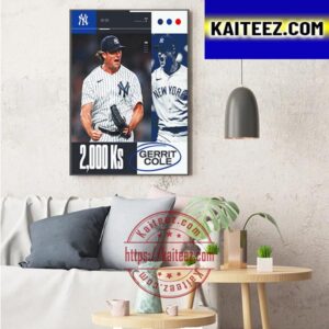 New York Yankees Gerrit Cole 2000 Ks In MLB Art Decor Poster Canvas