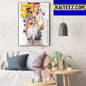 Nikola Jokic 53 Career High Points With Denver Nuggets At NBA Art Decor Poster Canvas