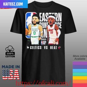 Official boston Celtics And Miami Heat 2023 Eastern Conference Finals Player Dueling Fashion T-Shirt