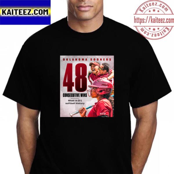 Oklahoma Sooners Longest Win Streaks With 48 Consecutive Wins Vintage T-Shirt