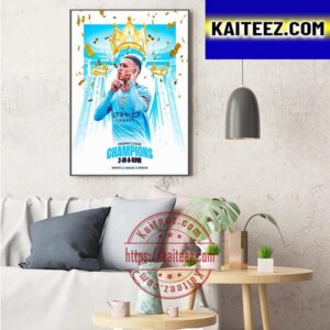 Phil Foden And Manchester City Premier League Champions 3 In A Row Art Decor Poster Canvas