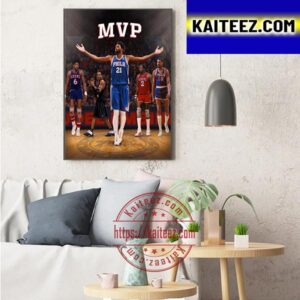 Philadelphia 76ers Joel Embiid Is The 2022 2023 NBA MVP Art Decor Poster Canvas