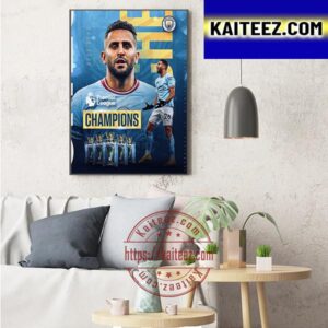 Riyad Mahrez And Manchester City 2022-2023 Premier League Champions Art Decor Poster Canvas