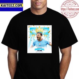 Ruben Dias And Manchester City Premier League Champions 3 In A Row Vintage T-Shirt