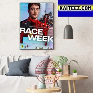 Scuderia Ferrari 2023 Miami Grand Prix F1 Race Week Official Poster Art Decor Poster Canvas