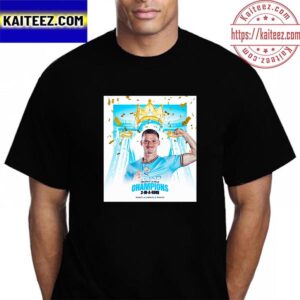 Sergio Gomez And Manchester City Premier League Champions 3 In A Row Vintage T-Shirt
