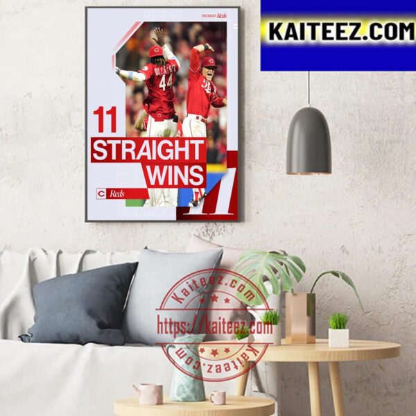 Cincinnati Reds 11 Straight Wins In MLB Art Decor Poster Canvas