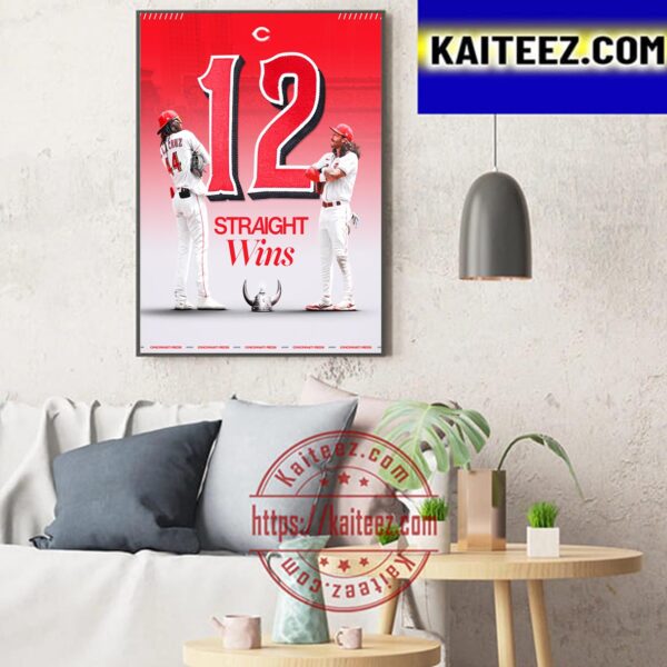 Cincinnati Reds 12 Straight Wins In MLB Art Decor Poster Canvas