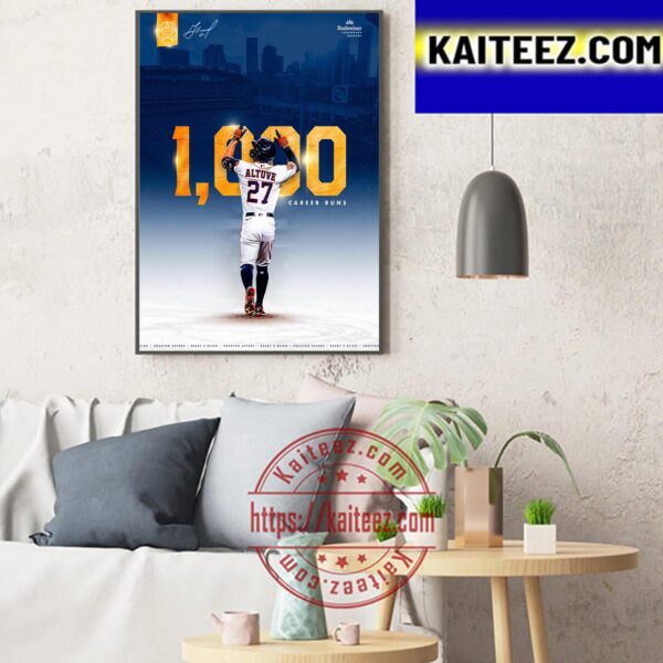 Congrats Jose Altuve 1000 Career Runs For Houston Astros In MLB Art Decor Poster Canvas