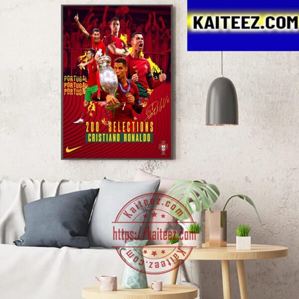 Cristiano Ronaldo Becomes The First Football Player In History With 200 International Career Appearances Art Decor Poster Canvas