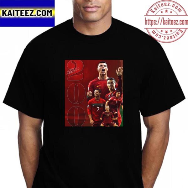 Cristiano Ronaldo Is The First Player In Mens International Soccer History To Reach 200 Appearances Vintage T-Shirt