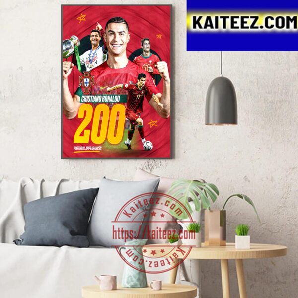 Cristiano Ronaldo Reaches 200 Portugal Appearances Football Art Decor Poster Canvas