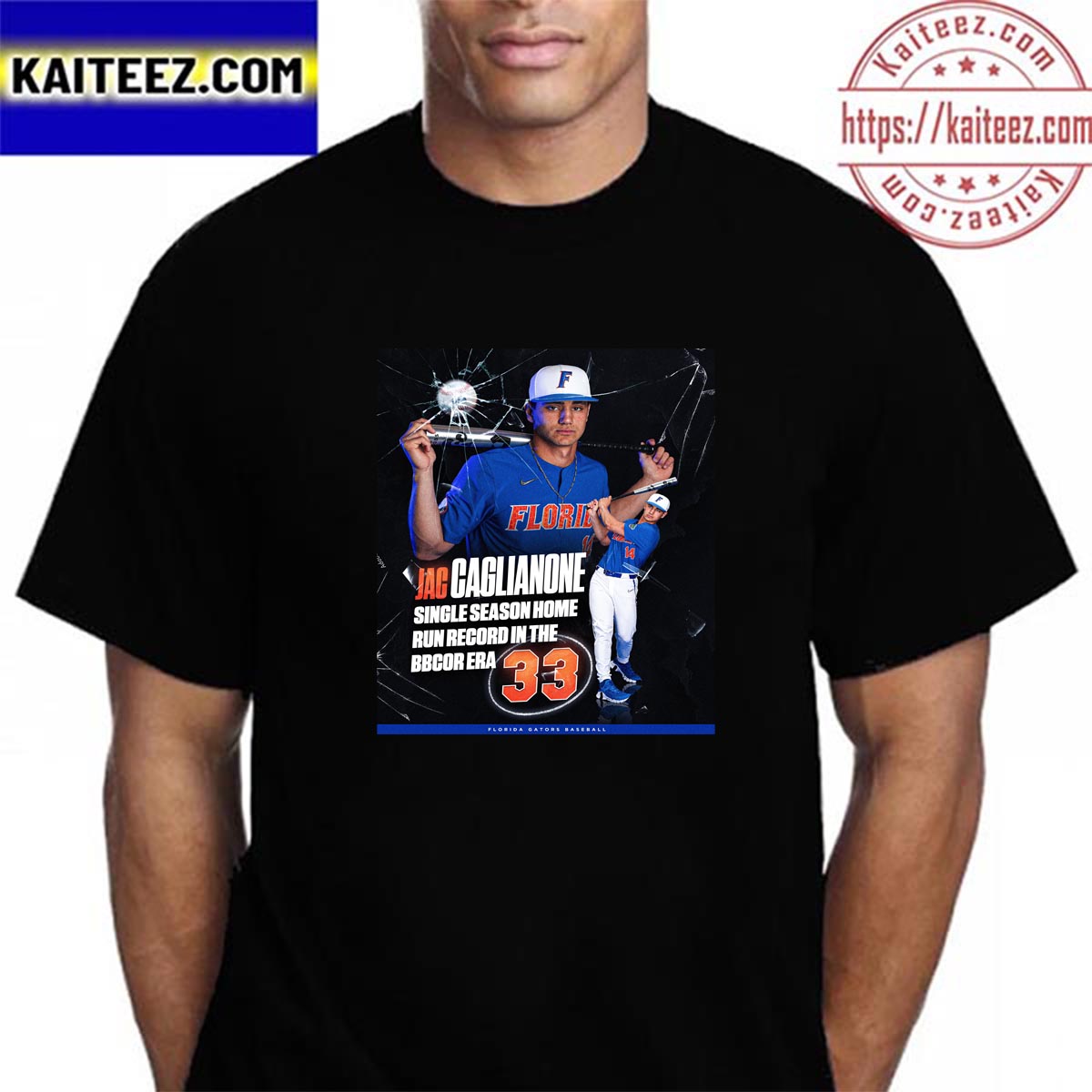 Florida Gators Baseball Jac Caglianone Single Season Home Run Record In The Bbcor Era Vintage T-Shirt
