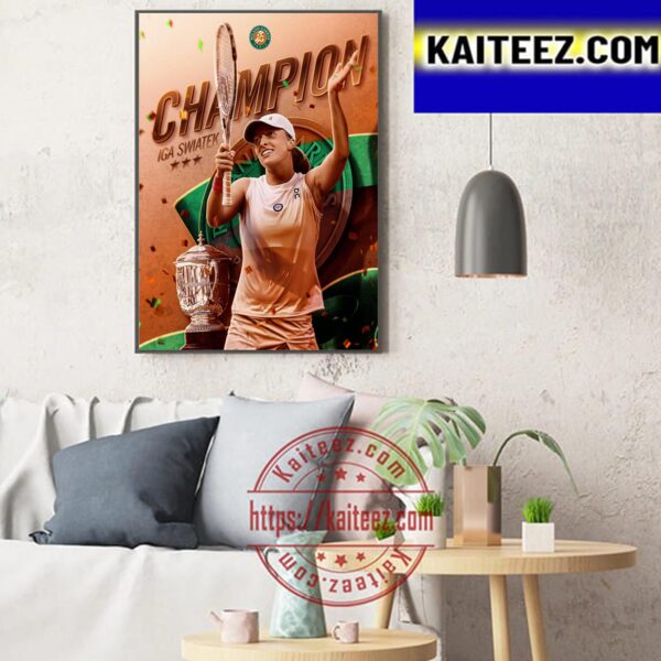 Iga Swiatek 2023 Roland Garros Champions French Open Art Decor Poster Canvas