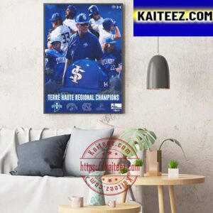 Indiana State Baseball Terre Haute Regional Champions Art Decor Poster Canvas