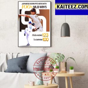 Japanese Born Pitchers Yu Darvish With 100 MLB Wins Art Decor Poster Canvas