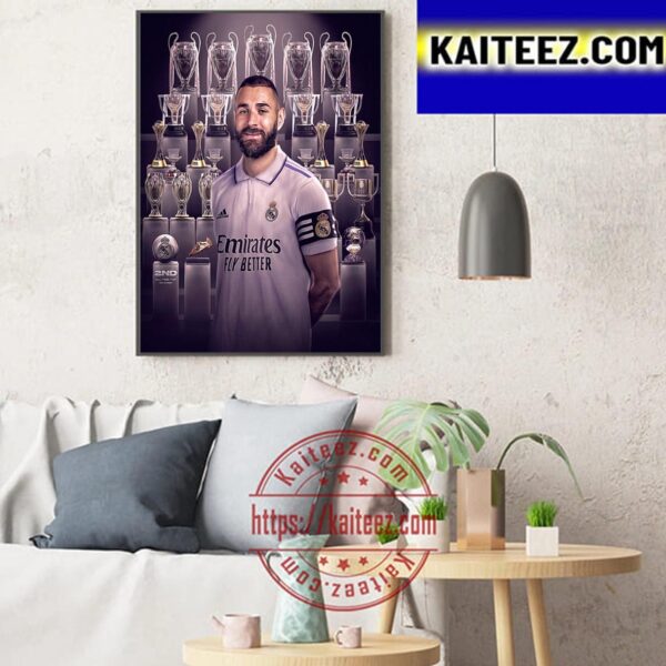 Karim Benzema Leave Real Madrid This Summer After 14 Seasons And 24 Trophies Art Decor Poster Canvas