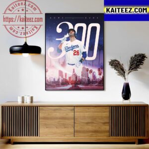 Los Angeles Dodgers JD Martinez 300 Home Runs In MLB Art Decor Poster Canvas