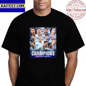 Manchester City Are Champions Of Europe 2023 Champions League Champions Vintage T-Shirt