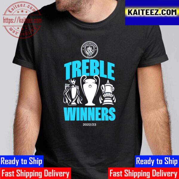 Manchester City Treble Winners 2022-23 Vintage T-Shirt