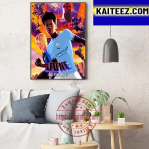 Manchester City Vs Inter Milan For 2023 Champions League Final x Spider Man Across The Spider Verse Art Decor Poster Canvas
