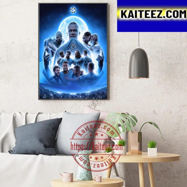 Manchester City Win Their First UEFA Champions League Title Art Decor Poster Canvas