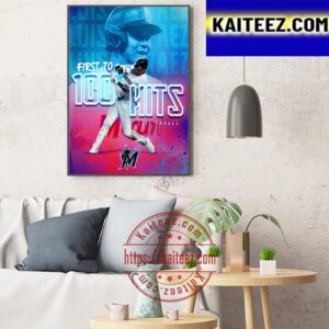 Miami Marlins Luis Arraez First To 100 Hits Art Decor Poster Canvas